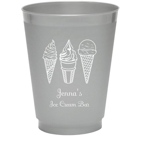 Ice Cream Cone Trio Colored Shatterproof Cups